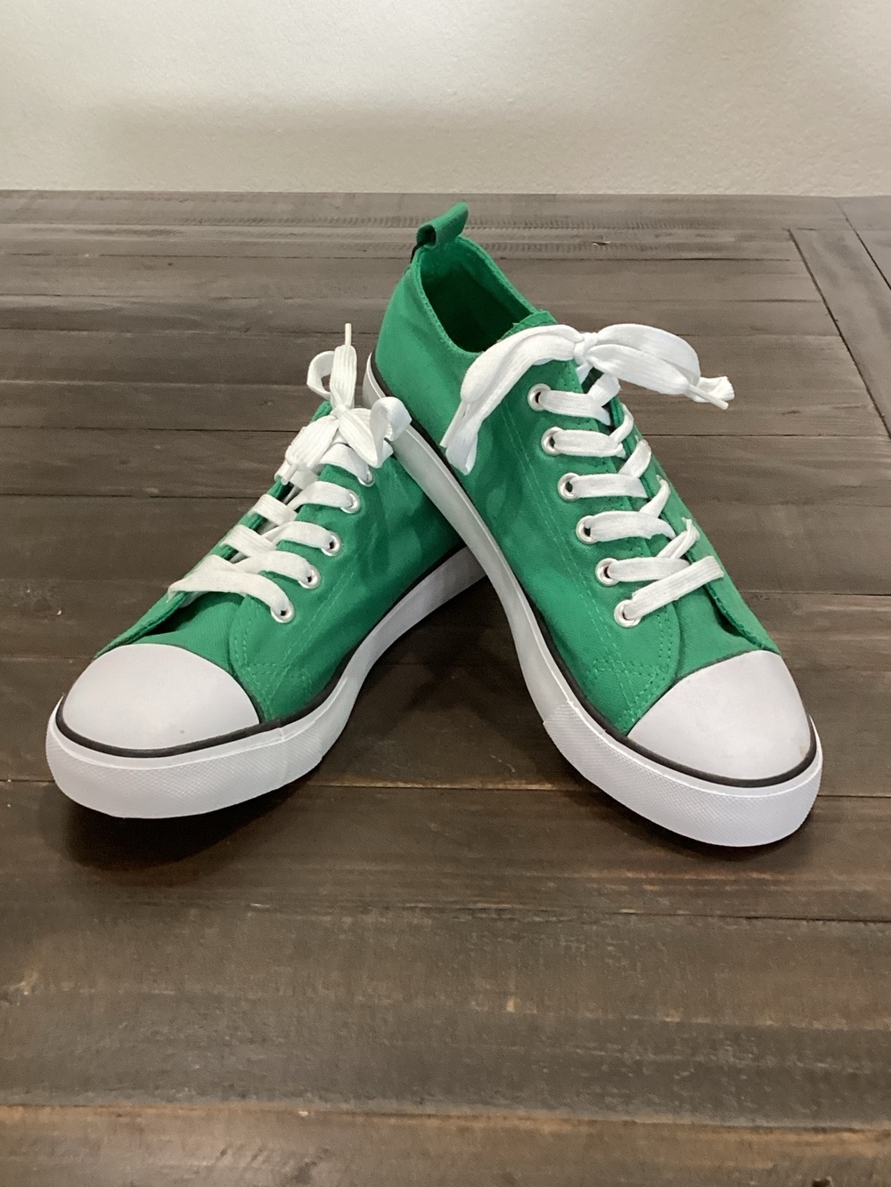 Twisted Green and White Low-Top Sneakers